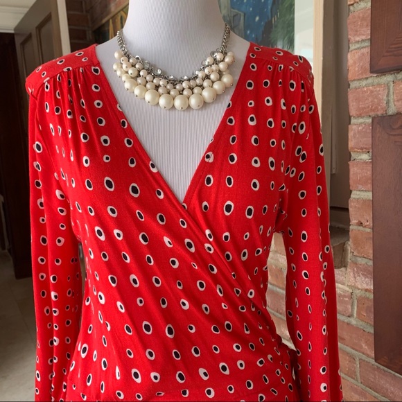 NWT Old Navy True Wrap Sexy Print Red Dress S - Picture 2 of 10
